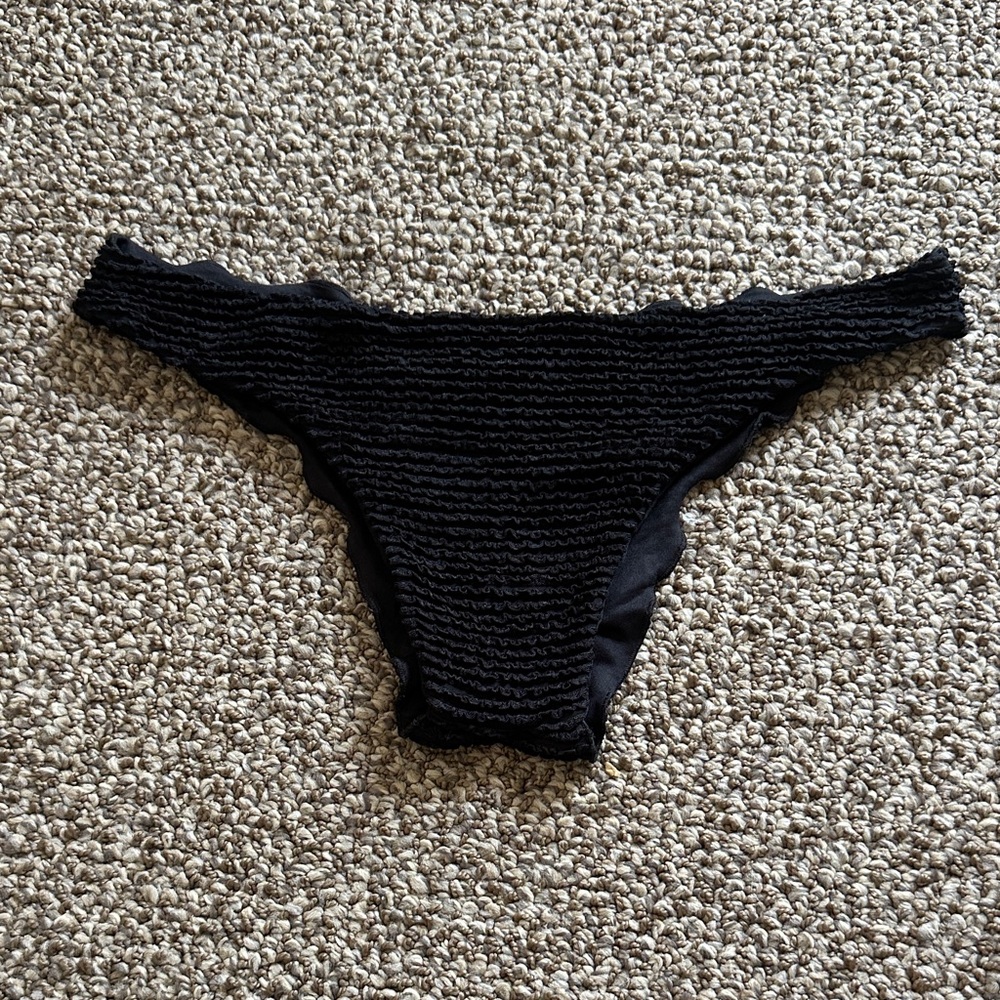 Onyx Black Textured Lili Ripple Bikini Bottom My Brazilian Shop